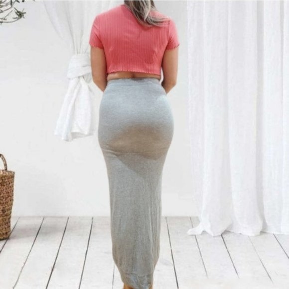 Rebel Sugar Rayon Curvy slit Skirt- Heather Grey- XS - Picture 2 of 4
